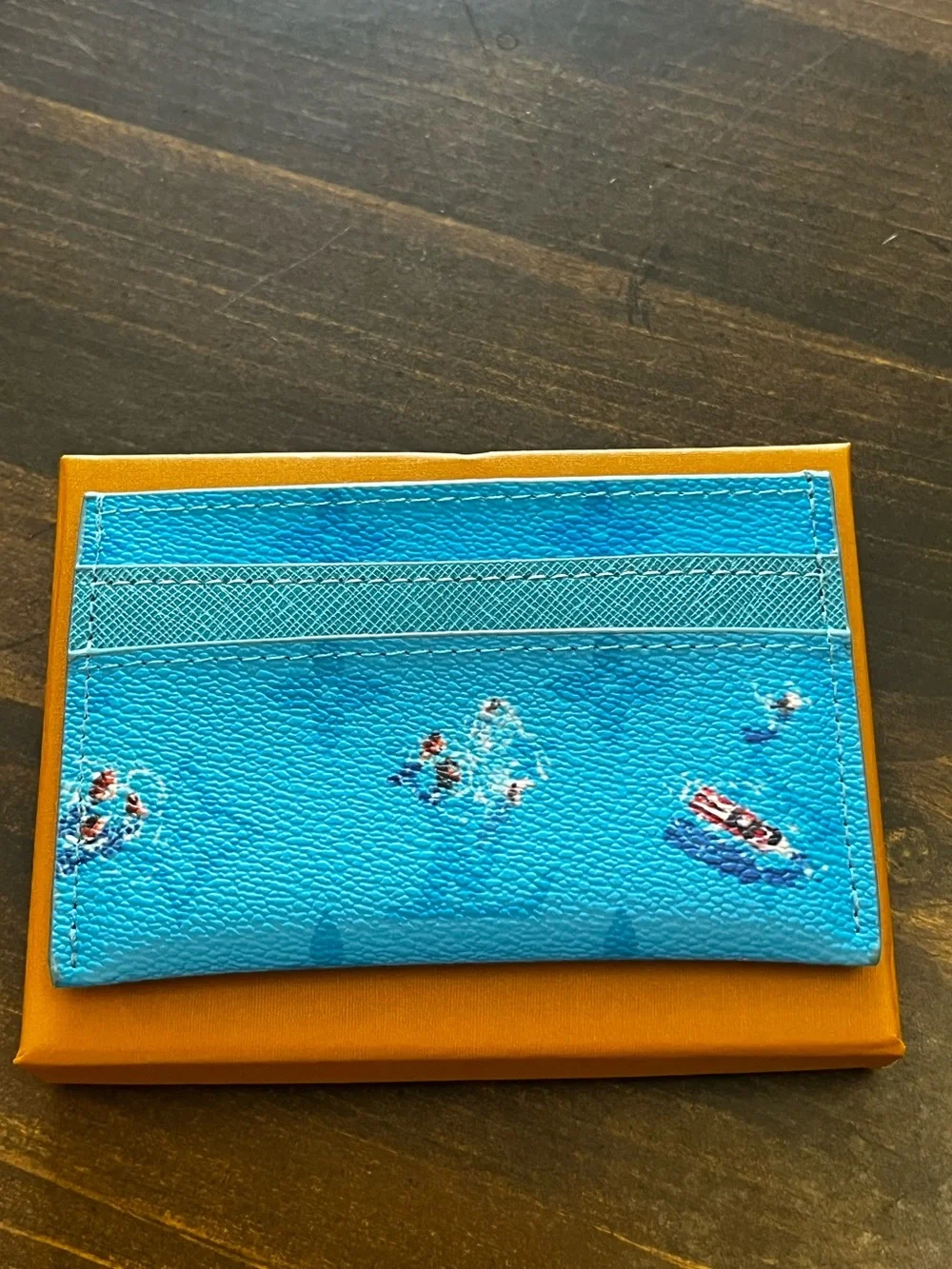 👙Louis. Vuitton. Blue Lagoon Monogram Heritage Card Holder Swimming Pool